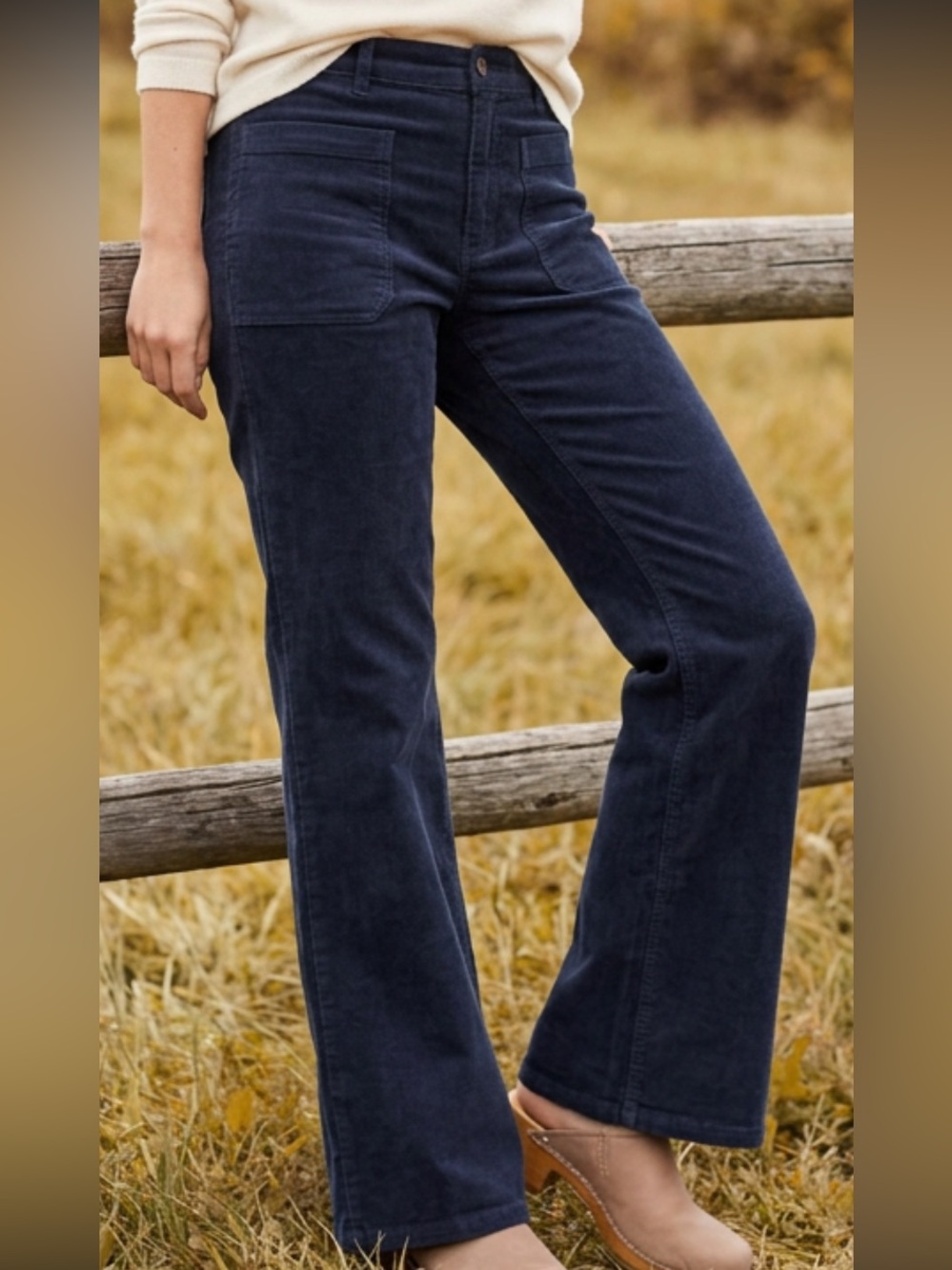 Aventura Ryder Women’s Navy corduroy pants wide leg organic cotton | NWOT Size M